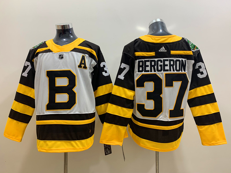 Men's Boston Bruins Patrice Bergeron #37 White Jersey